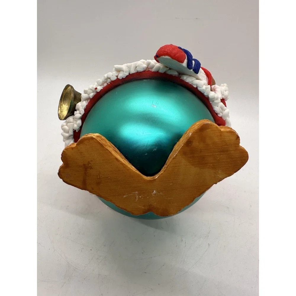 Handcrafted Christmas Cat Ornament Orange Tabby Santa Bell Polymer Clay‎
